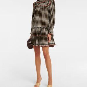 Ulla Johnson Elm Dress Checkered Plaid High Neck - Size 2